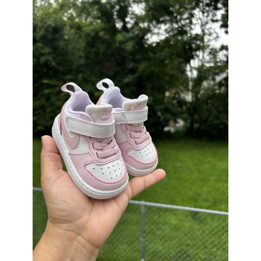 Nike Court Borough Low Recraft Baby Girls Pink White Shoes Size 3C